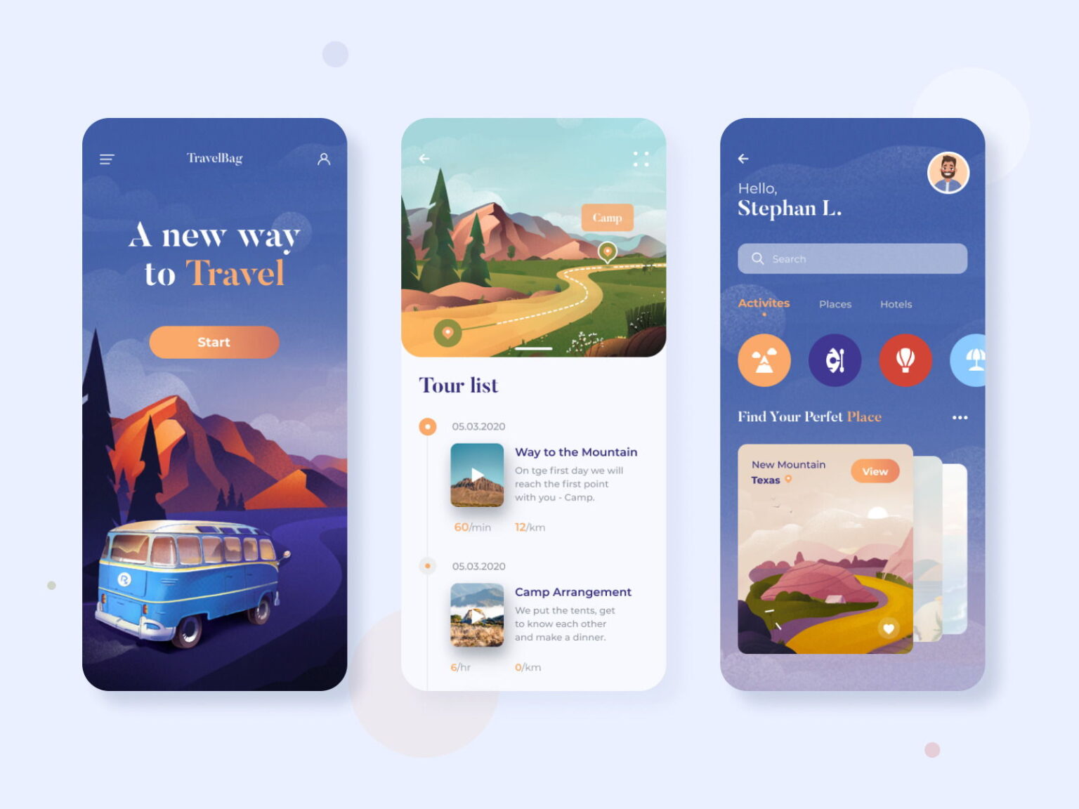 travel app design template